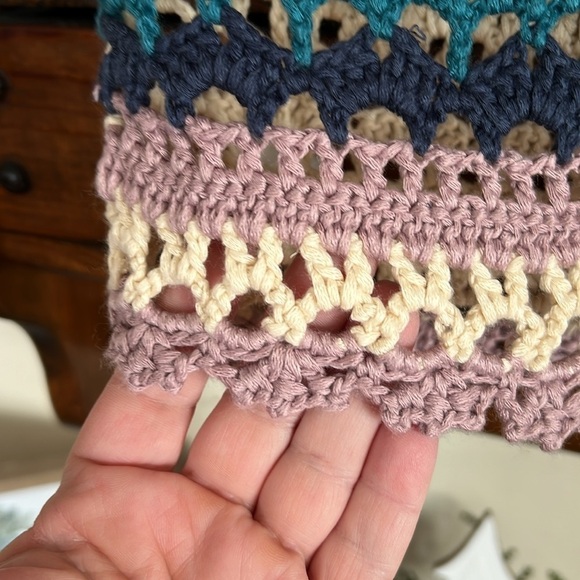 LISTICLE Multi Color Crochet Button Down Sleeveless Vest, Size Small, EUC. - Picture 6 of 7